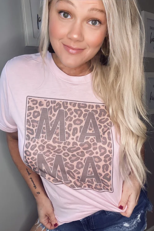 Mama leopard tee in pink