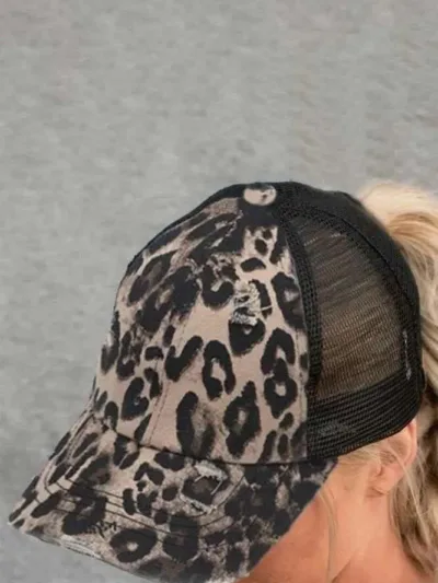 NICE TO MEET YOU LEOPARD PONYTAIL HAT