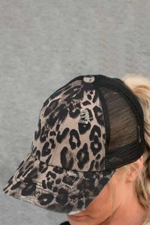 NICE TO MEET YOU LEOPARD PONYTAIL HAT