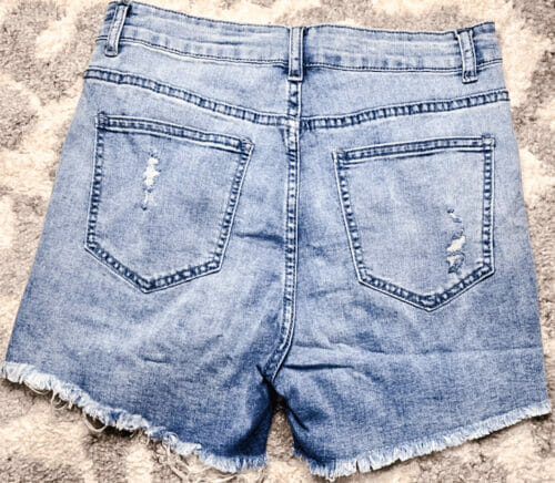LETS HAVE FUN DISTRESSED JEAN SHORTS