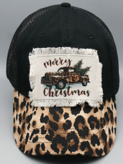 Merry Christmas Leopard Trucker Hat