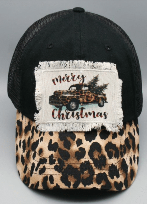 Merry Christmas Leopard Trucker Hat