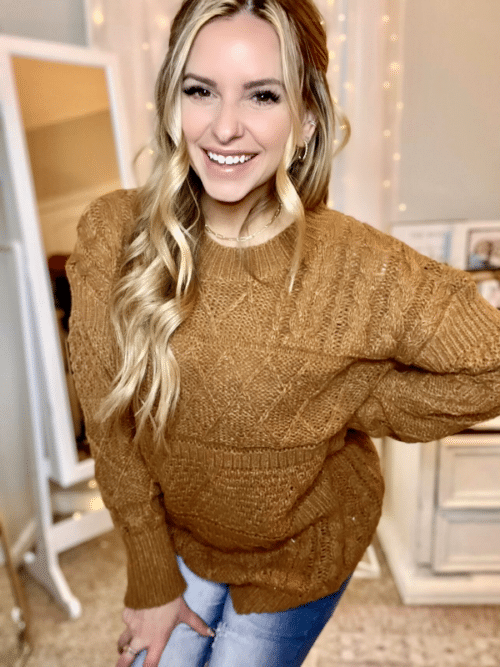 EMBRACE THE FUTURE CABLE KNIT SWEATER