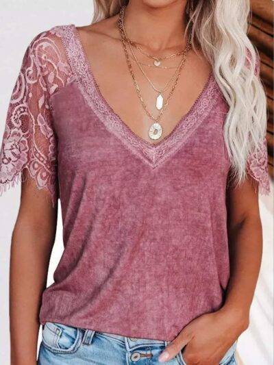 Summer love lace splicing blouse