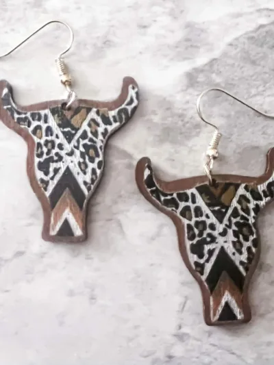 LETS GO TO THE RODEO BULL EARRINGS