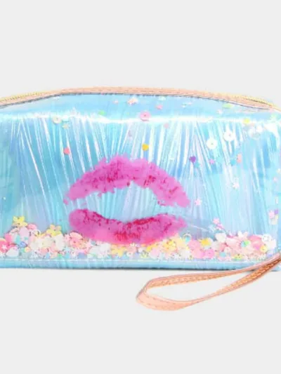kisses and glitter shaker pouch bag 