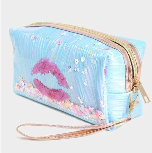 kisses and glitter shaker pouch bag 